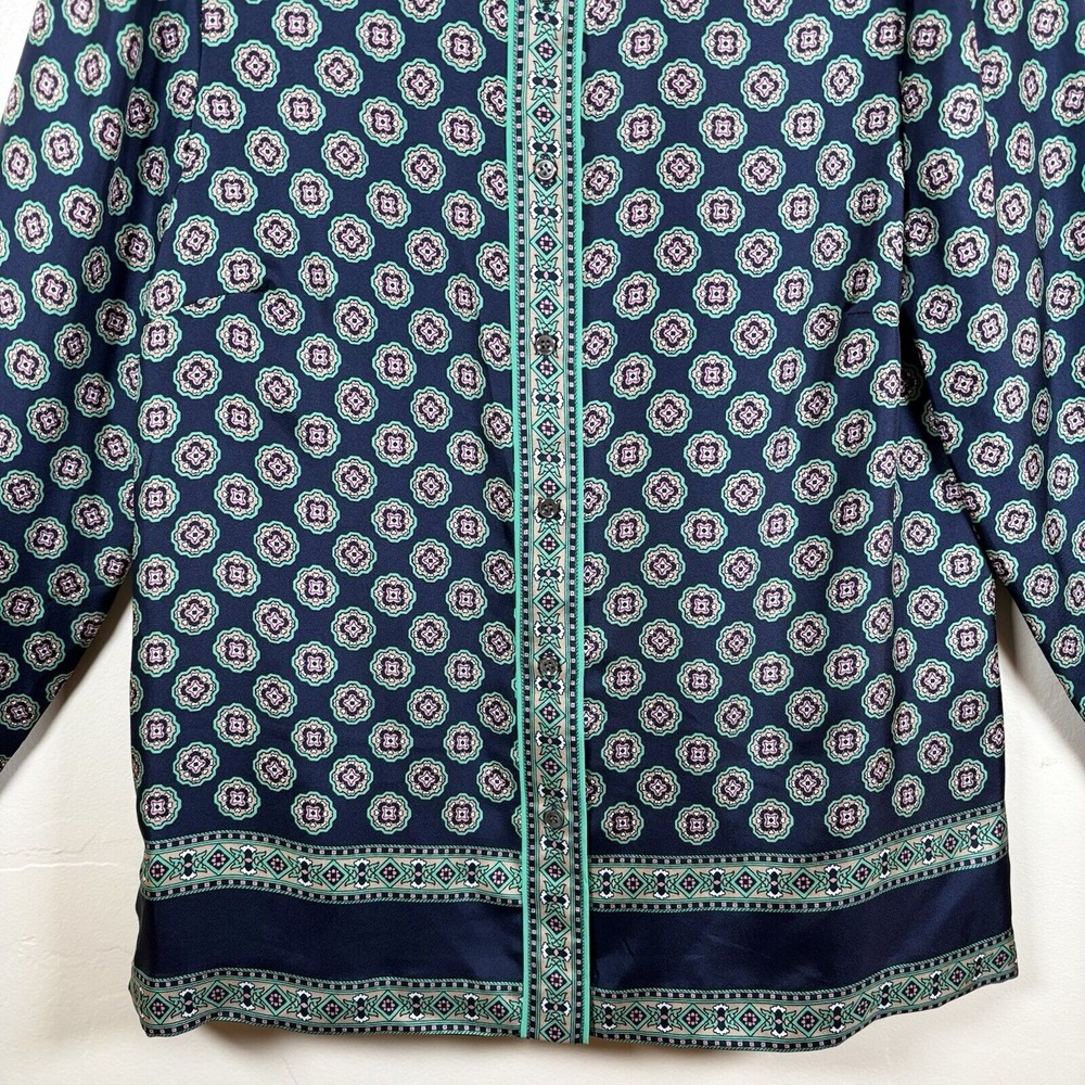 J. Crew Navy and Teal Printed Button-Down Shirt - Picture 7 of 10